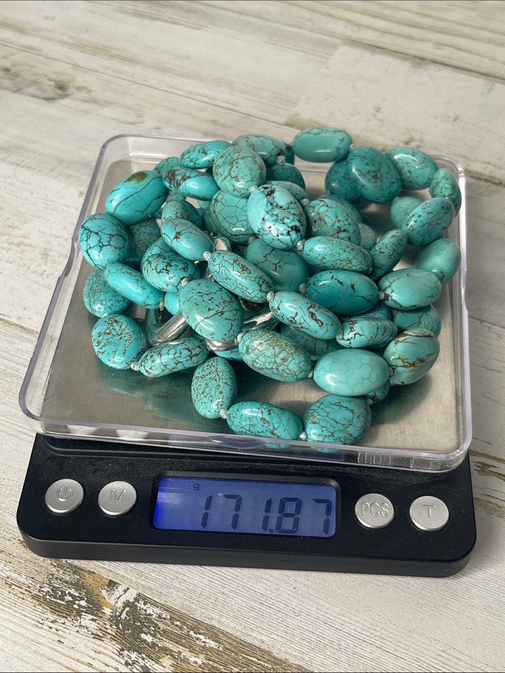 Turquoise Beaded Necklace 48” Long Statement Oversized Toggle - Picture 4 of 4